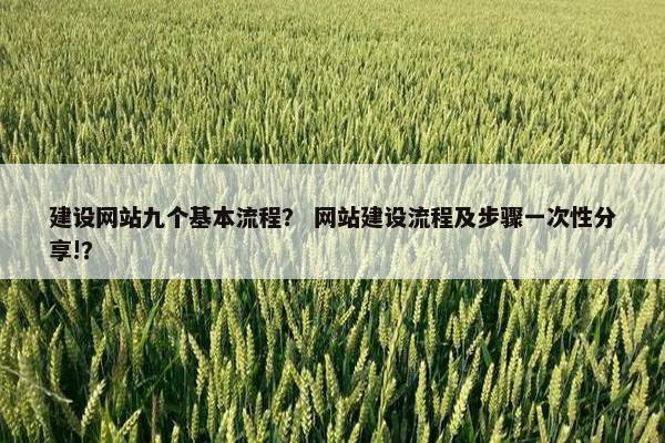 建设网站九个基本流程？ 网站建设流程及步骤一次性分享!？
