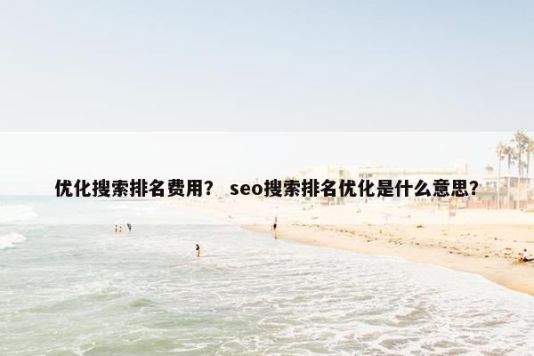 优化搜索排名费用？ seo搜索排名优化是什么意思？