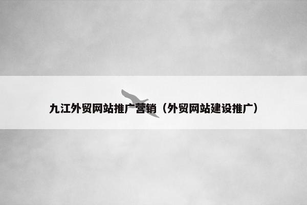 九江外贸网站推广营销（外贸网站建设推广）