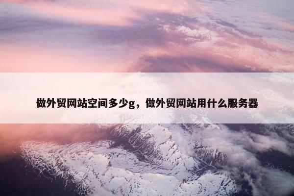 做外贸网站空间多少g，做外贸网站用什么服务器