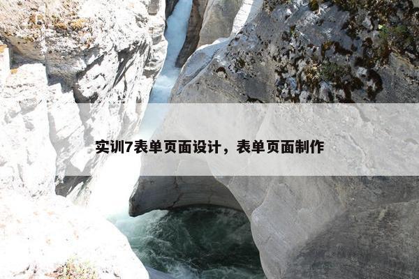 实训7表单页面设计，表单页面制作