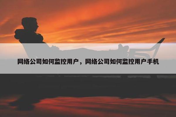 网络公司如何监控用户，网络公司如何监控用户手机
