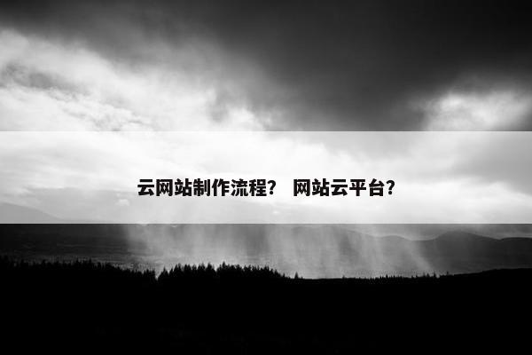 云网站制作流程？ 网站云平台？