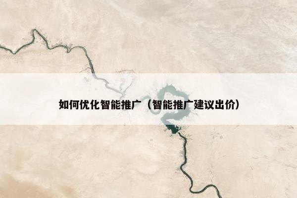 如何优化智能推广（智能推广建议出价）