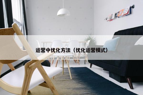 运营中优化方法（优化运营模式）