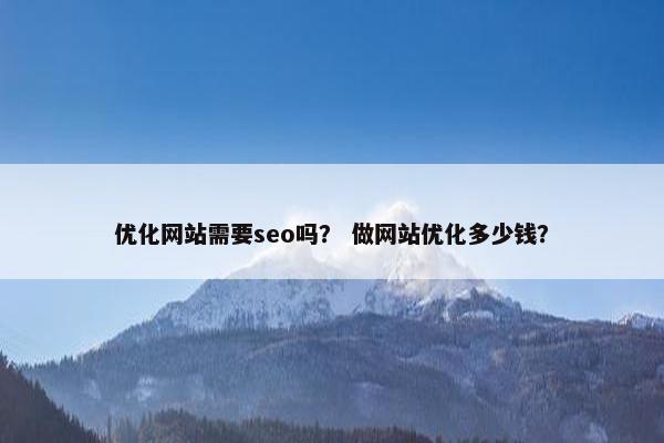 优化网站需要seo吗？ 做网站优化多少钱？