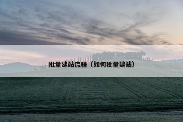 批量建站流程（如何批量建站）