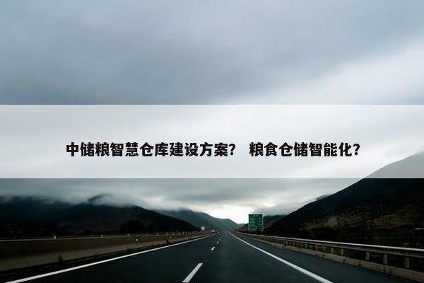中储粮智慧仓库建设方案？ 粮食仓储智能化？
