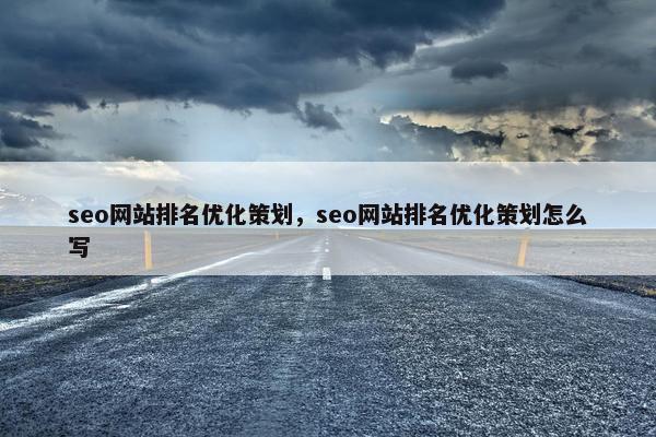 seo网站排名优化策划，seo网站排名优化策划怎么写