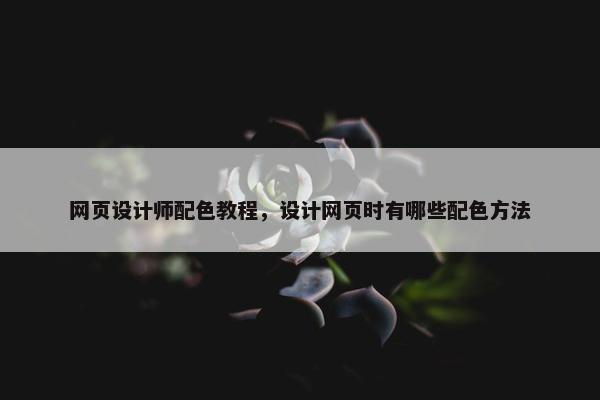 网页设计师配色教程，设计网页时有哪些配色方法