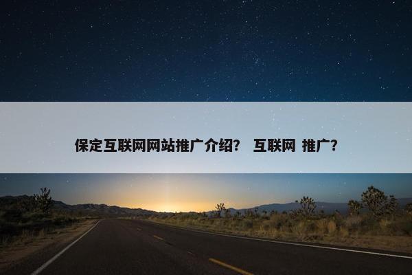 保定互联网网站推广介绍？ 互联网 推广？