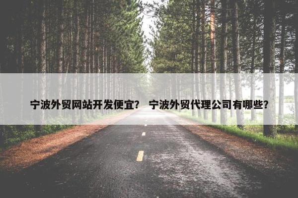 宁波外贸网站开发便宜？ 宁波外贸代理公司有哪些？