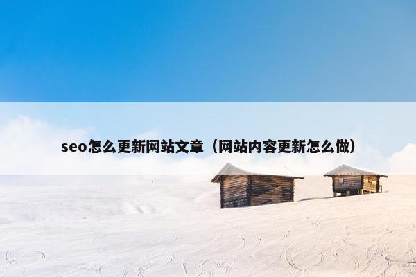 seo怎么更新网站文章（网站内容更新怎么做）