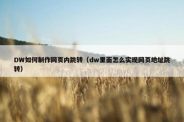 DW如何制作网页内跳转（dw里面怎么实现网页地址跳转）