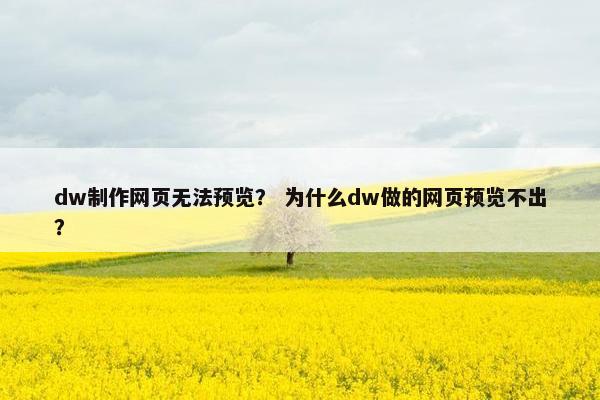 dw制作网页无法预览？ 为什么dw做的网页预览不出？