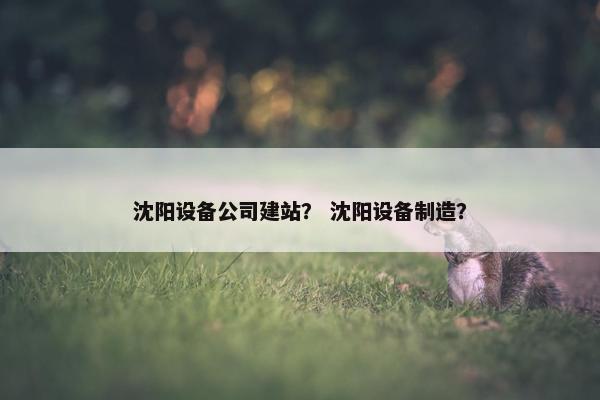 沈阳设备公司建站？ 沈阳设备制造？
