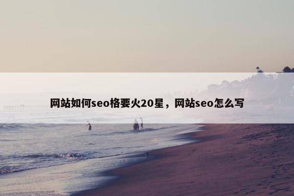 网站如何seo格要火20星，网站seo怎么写
