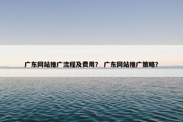 广东网站推广流程及费用？ 广东网站推广策略？