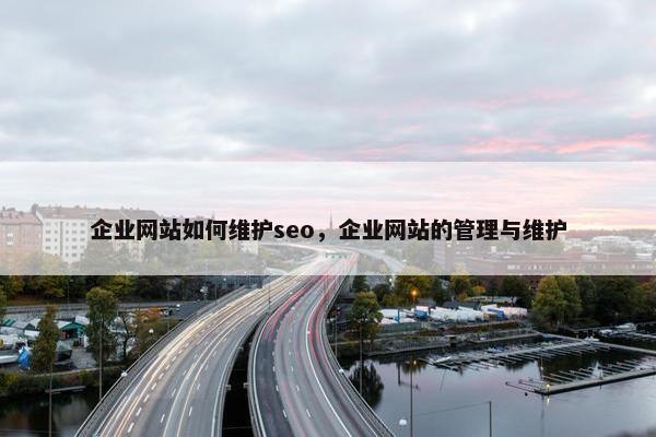 企业网站如何维护seo，企业网站的管理与维护