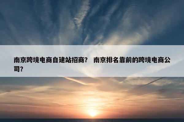 南京跨境电商自建站招商？ 南京排名靠前的跨境电商公司？