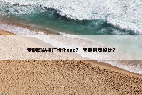 崇明网站推广优化seo？ 崇明网页设计？