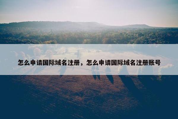 怎么申请国际域名注册，怎么申请国际域名注册账号
