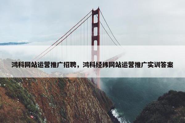 鸿科网站运营推广招聘，鸿科经纬网站运营推广实训答案