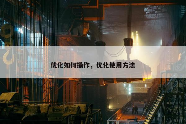 优化如何操作，优化使用方法