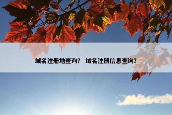 域名注册地查询？ 域名注册信息查询？