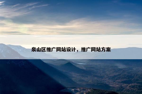 泉山区推广网站设计，推广网站方案