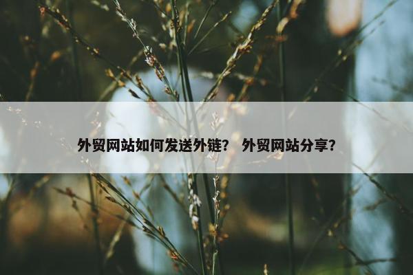 外贸网站如何发送外链？ 外贸网站分享？