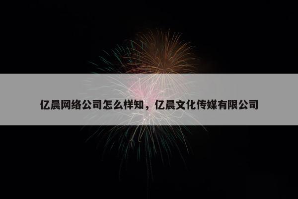 亿晨网络公司怎么样知，亿晨文化传媒有限公司