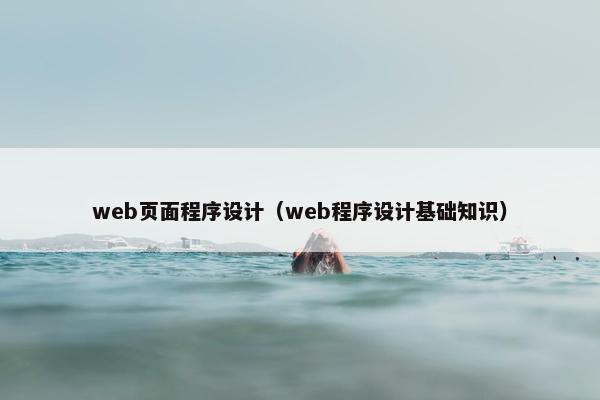 web页面程序设计（web程序设计基础知识）