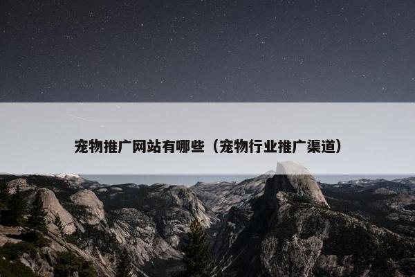 宠物推广网站有哪些（宠物行业推广渠道）