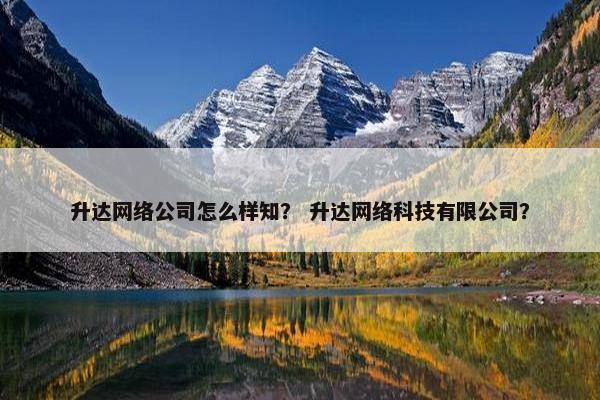 升达网络公司怎么样知？ 升达网络科技有限公司？