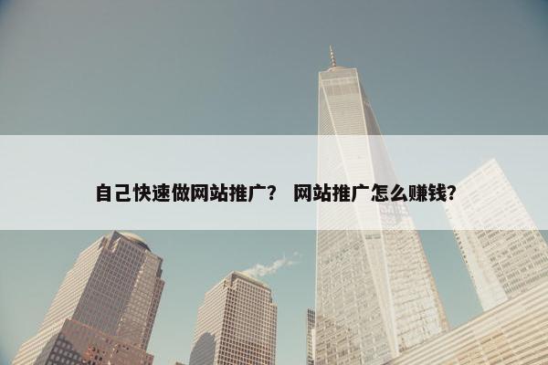 自己快速做网站推广？ 网站推广怎么赚钱？
