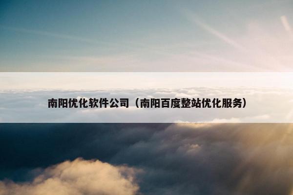 南阳优化软件公司（南阳百度整站优化服务）