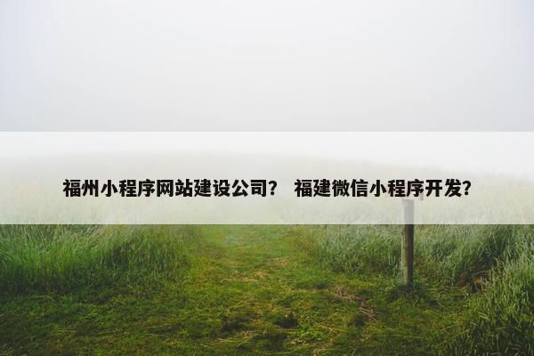 福州小程序网站建设公司？ 福建微信小程序开发？