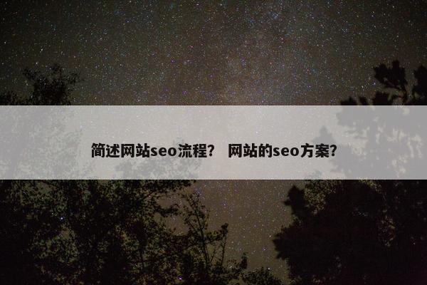 简述网站seo流程？ 网站的seo方案？