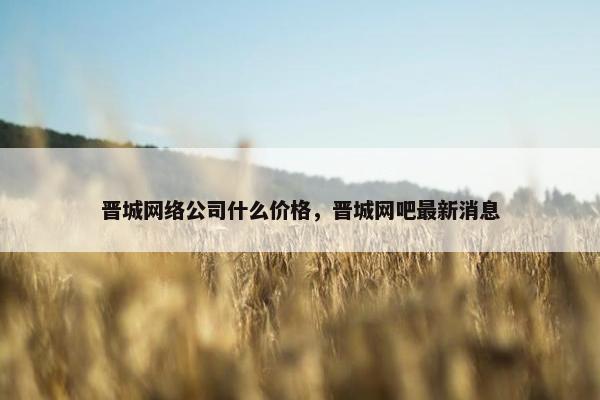 晋城网络公司什么价格，晋城网吧最新消息