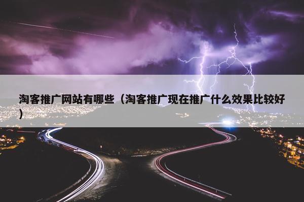 淘客推广网站有哪些（淘客推广现在推广什么效果比较好）