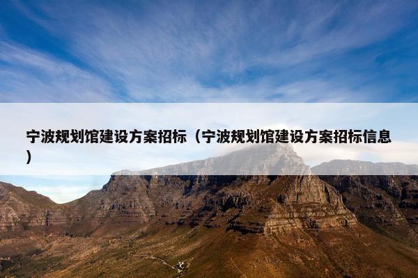 宁波规划馆建设方案招标（宁波规划馆建设方案招标信息）