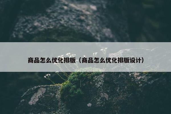 商品怎么优化排版（商品怎么优化排版设计）