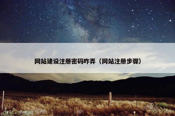 网站建设注册密码咋弄（网站注册步骤）
