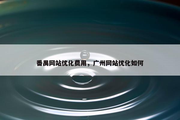 番禺网站优化费用，广州网站优化如何