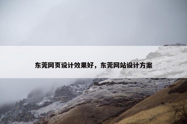 东莞网页设计效果好，东莞网站设计方案