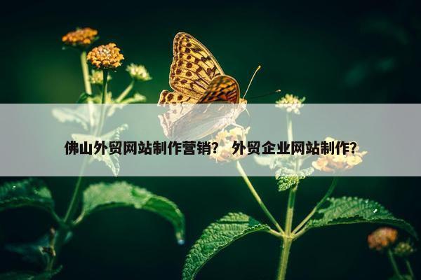 佛山外贸网站制作营销？ 外贸企业网站制作？
