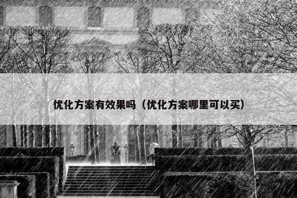 优化方案有效果吗（优化方案哪里可以买）