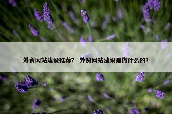 外贸网站建设推荐？ 外贸网站建设是做什么的？