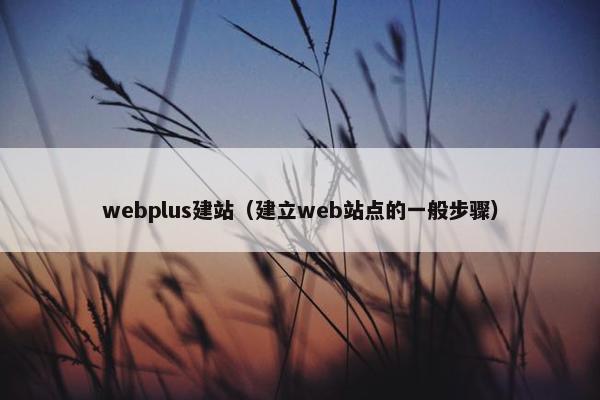 webplus建站（建立web站点的一般步骤）